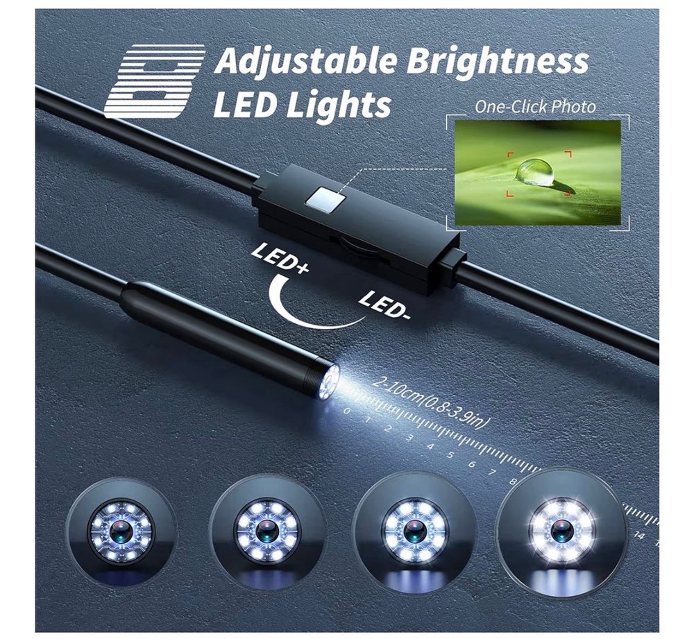 1920P HD Endoscope Camera 16.4ft Borescope Snake Camera LED Light