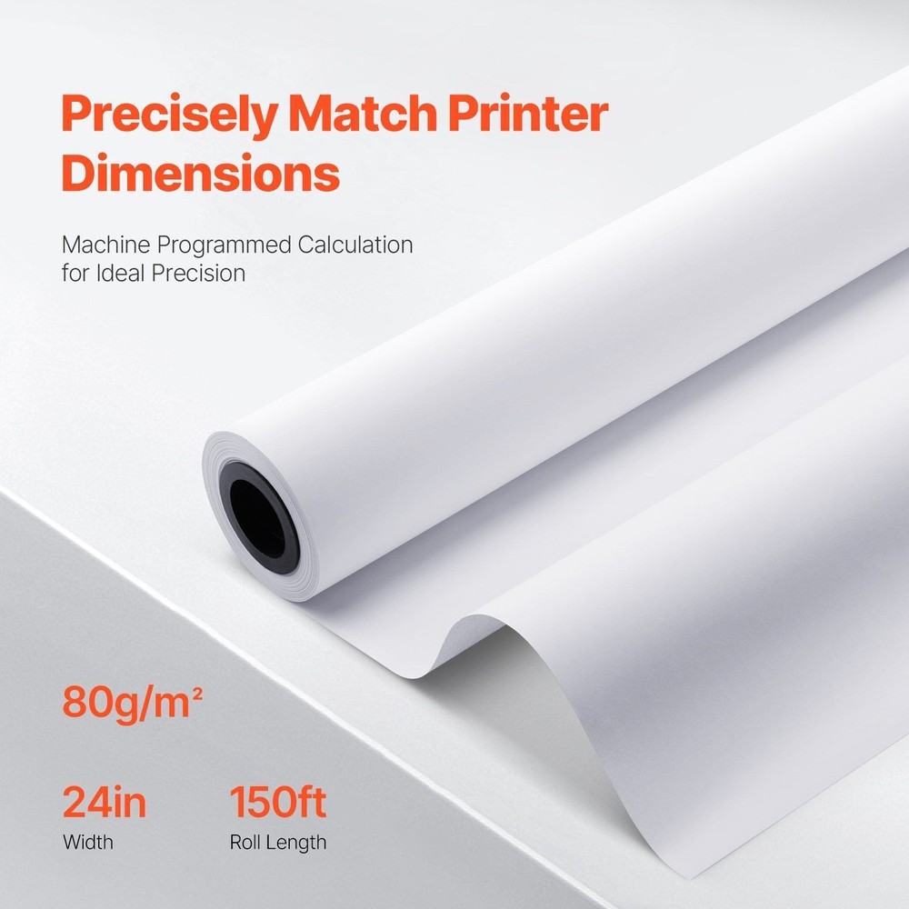 4 Roll 24"x150' Wide Format Paper Plotter Paper CAD Bond for Wide Format Printer