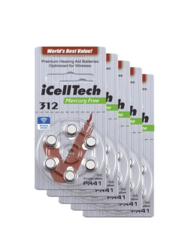 Icelltech Size 312 Hearing Aid Batteries compare to Amazon Basics pack 30 Count