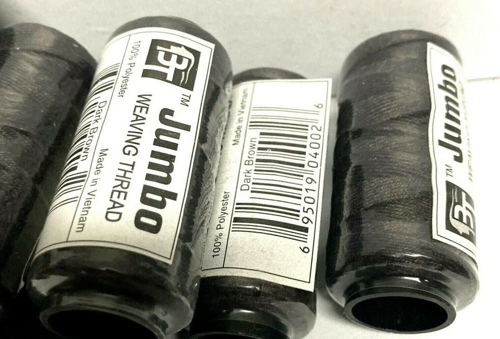 12 DARK BROWN JUMBO WEAVING THREAD FOR WEFT HAIR BRAID EXTENSIONS 100% POLYSTER