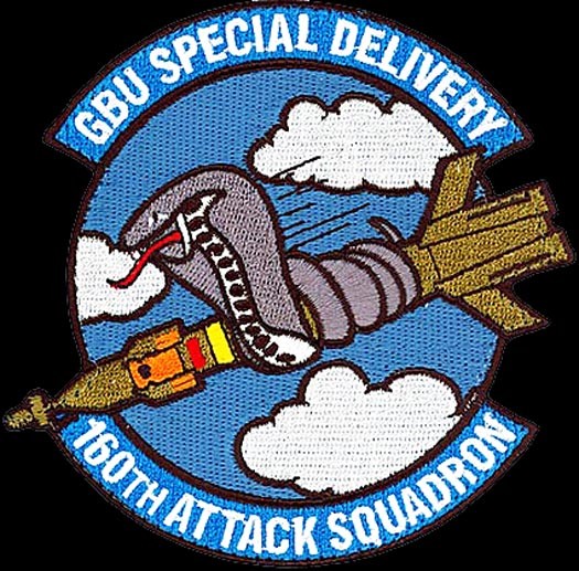USAF 160th ATTACK SQUADRON -GBU-38 JOINT DIRECT ATTACK MUNITION ORIGINAL PATCH