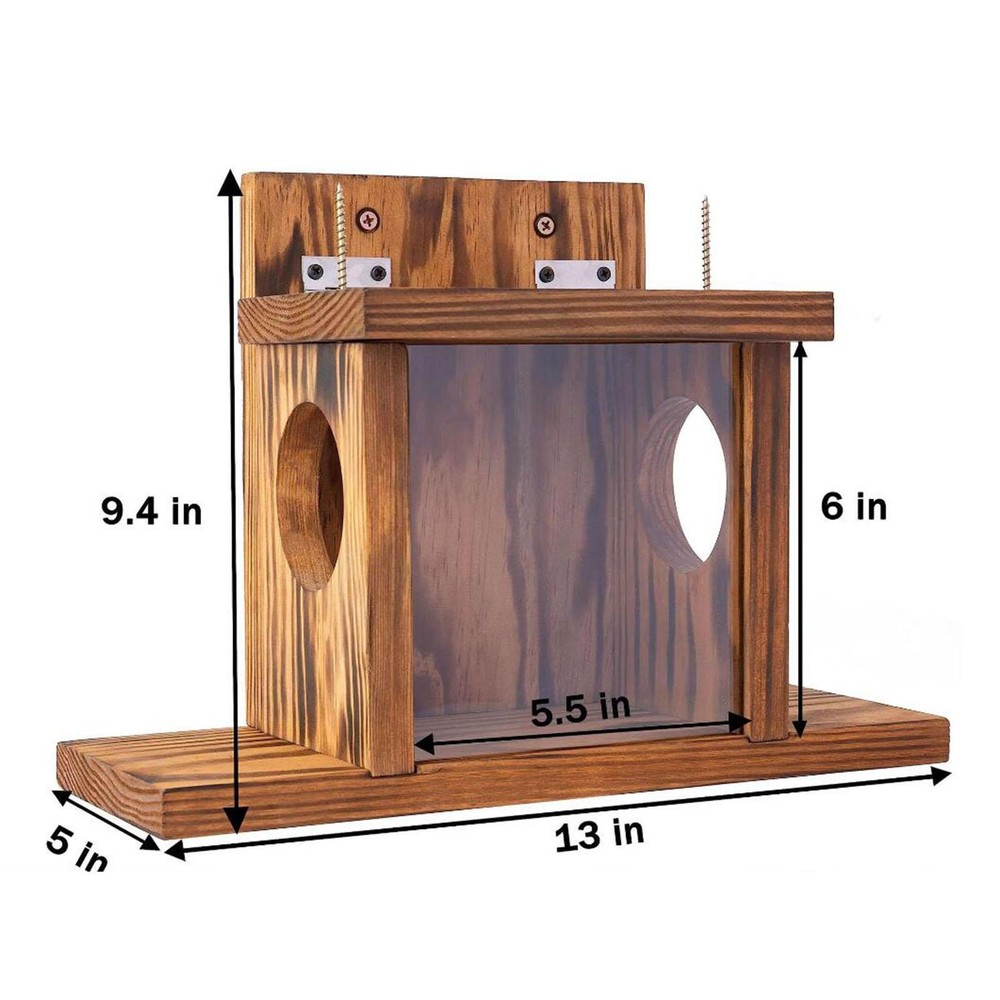 Outside Wood Squirrel Feeder Thickness Weatherproof Spacious Squirrel Feeding