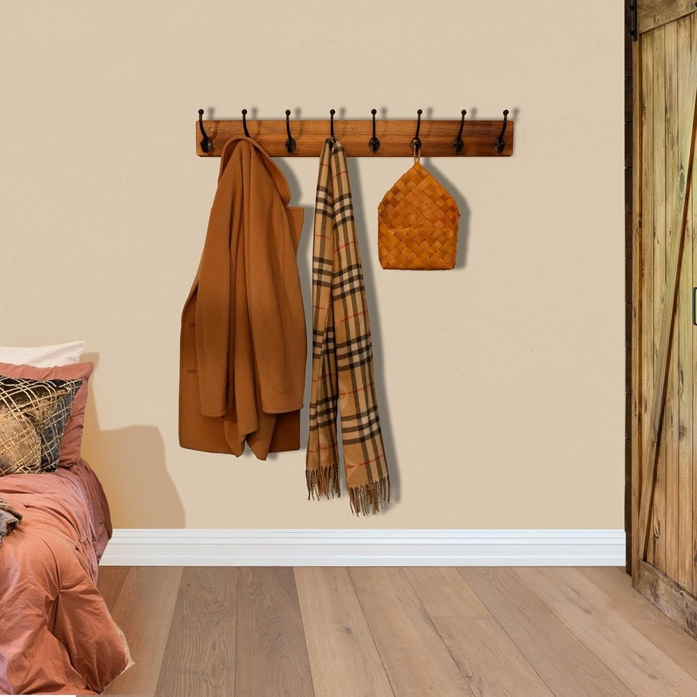 Rustic style coat rack wall mount, length 35.43 inches,