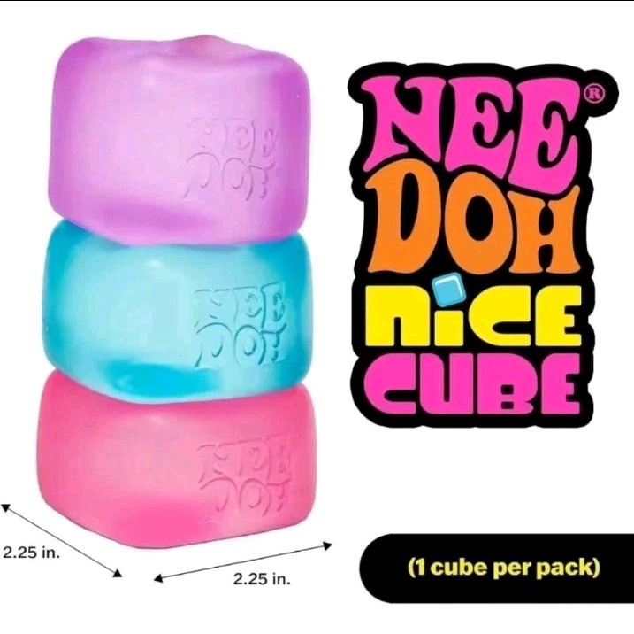Nee Doh~Nice Cube Super Solid Squish Squeezable Stress Sensory Toy, Blue~SEALED