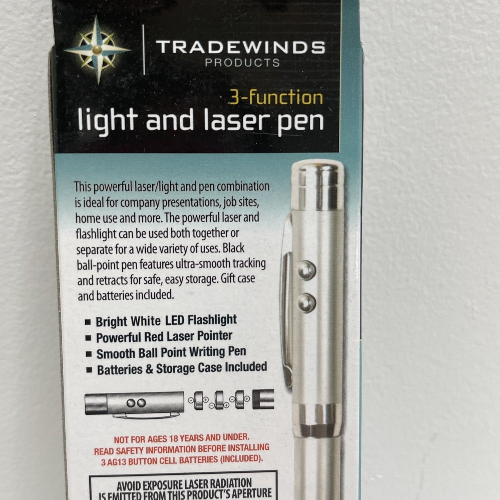 "Tradewinds" Laser Flash Light Pens 3 Function Combo TWO PENS- BRAND NEW