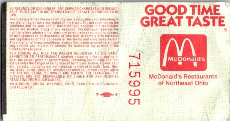 KISS, RICHFIELD COLISEUM, OH, CONCERT TICKET, JUNE 9, 1990