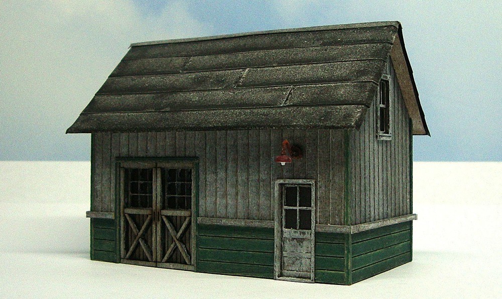 HO scale built wood model Maintenance Shed