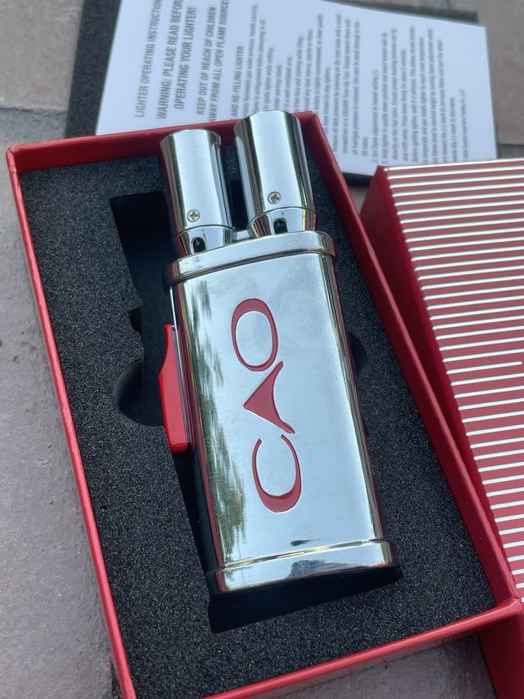CAO Tailpipe Flathead Cigar pipe Torch Lighter Double Flame