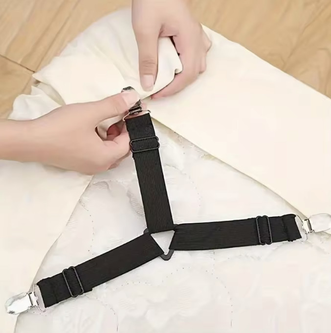 4 Pcs Adjustable Triangle Fitted Straps Fasteners Holders Garters for Bed Sheets