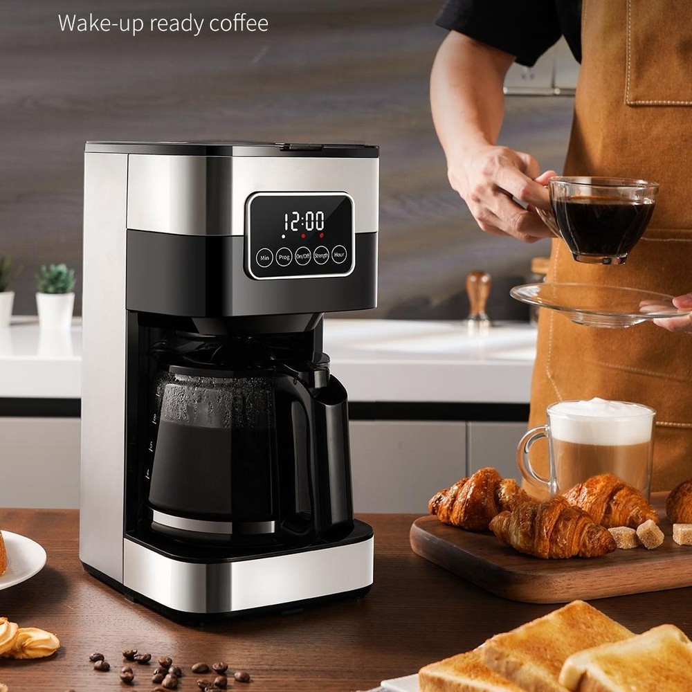 Programmable 10-Cup Drip Coffee Maker Touch Screen Black Stainless Steel Brews
