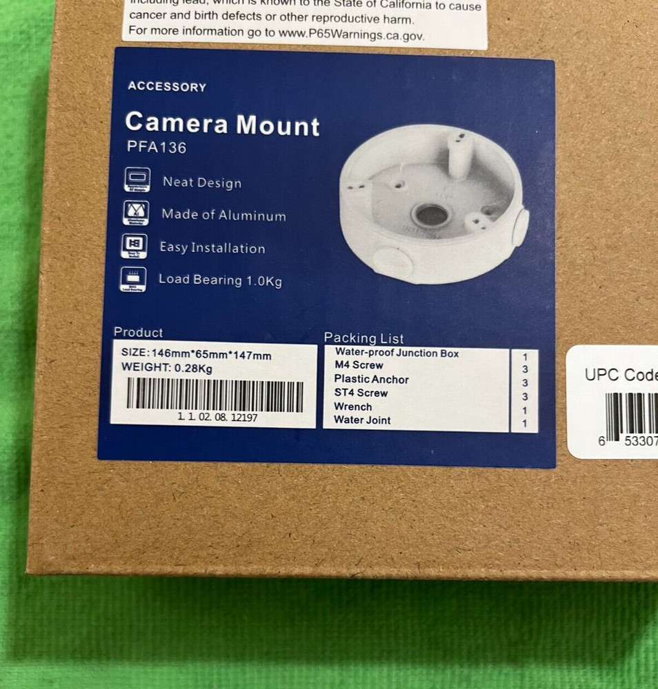 Camera mount PFA136 Wall Mounting Junction Box for Select CCTV Security Camera