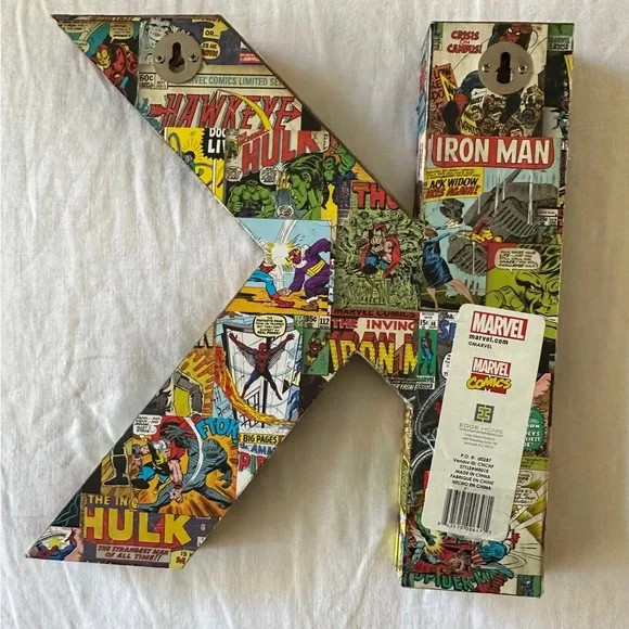 Marvel Comic Book Letter K Decor Solid Wood Classic Comic Collage Overlay