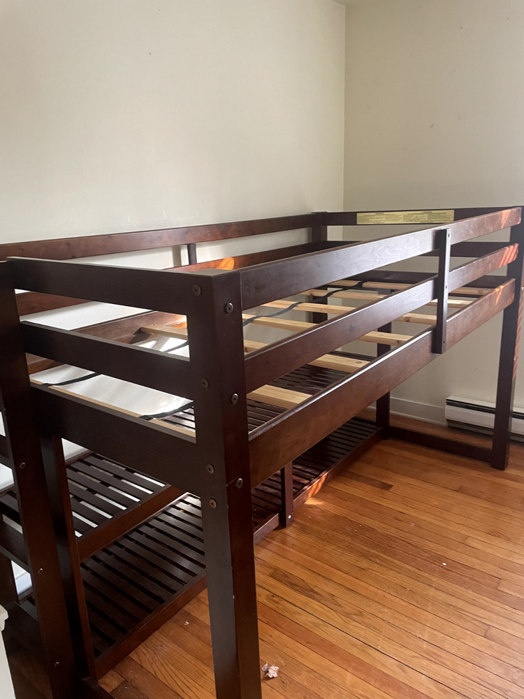 Wooden Loft Bed Frame with Shelving