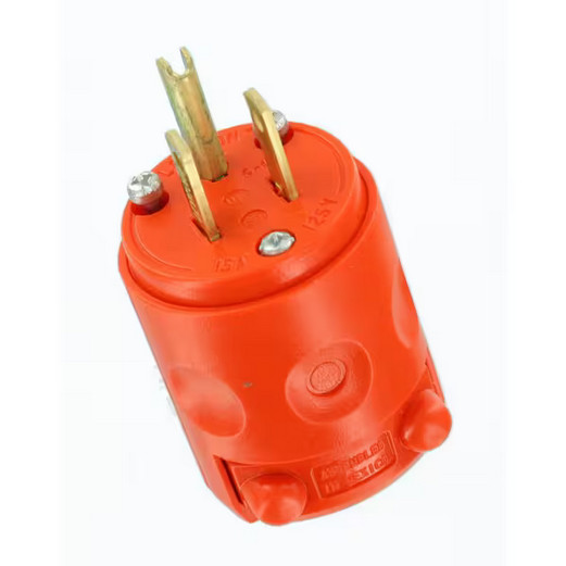 15 Amp 125-Volt 3-Wire Plug Orange
