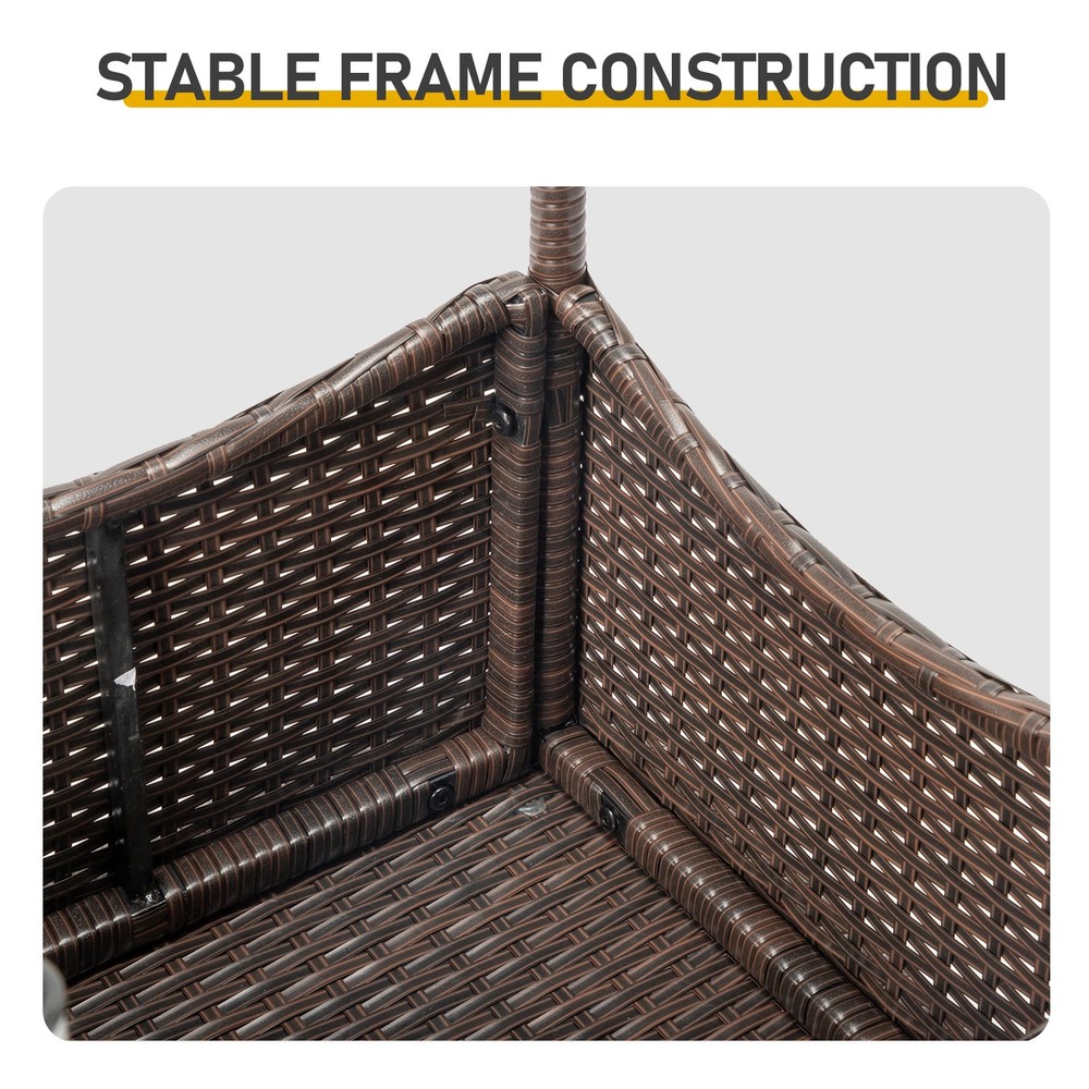 20" Patio Side Table, Outdoor Patio Wicker Square End Table