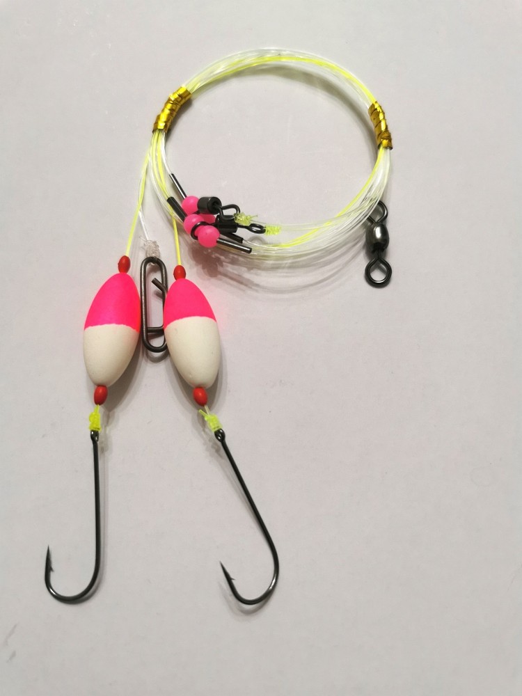 2x 2 Hook pop-up flapper rigs 1s koike hooks amnesia 25lb snoods & large float