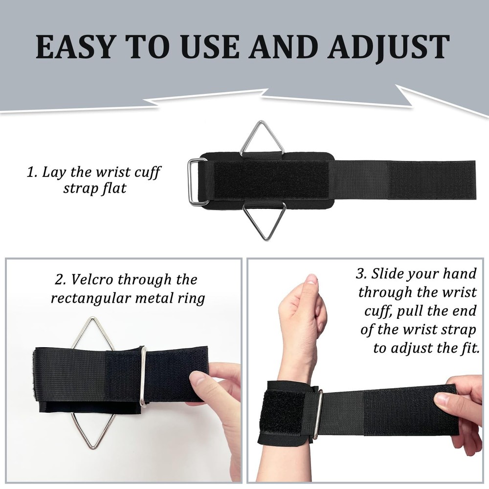 2Pack Wrist Cuffs for Cable Machine Adjustable Neoprene Padding One Size Fit ...