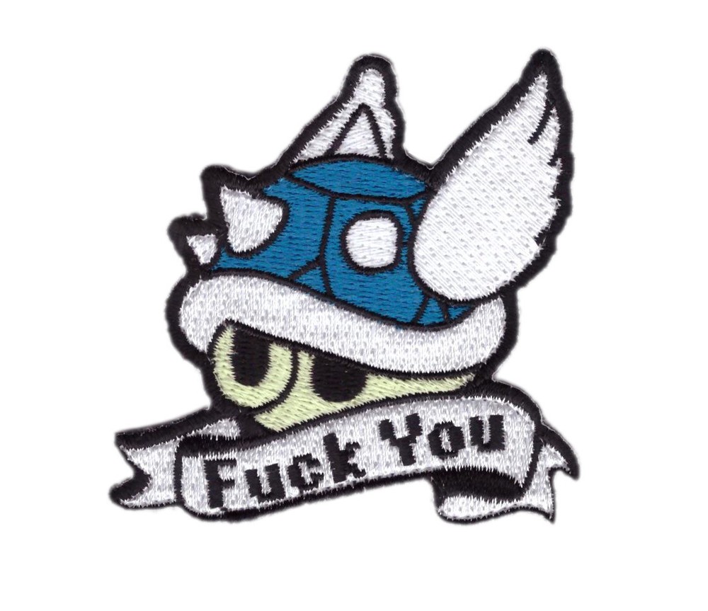 F you Flying Turtle Shell Mario Patch for VELCRO® BRAND Hook Fasteners
