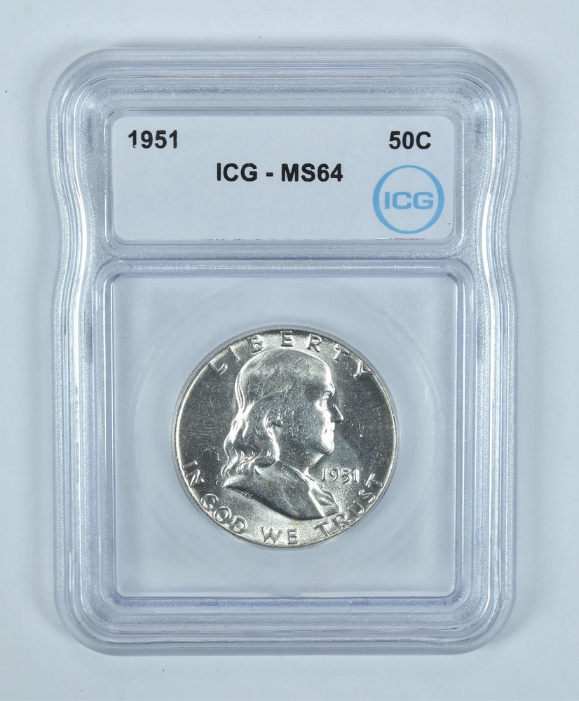 1951 Franklin Half Dollar MS64 ICG