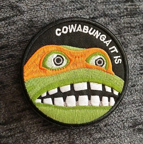COWABUNGA Ninja Turtle Funny Tactical Morale Patch Hook and Loop TMNT Weird