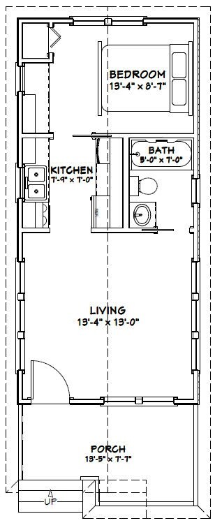 14x30 Tiny House -- 419 sq ft -- PDF FloorPlan -- Model 1C