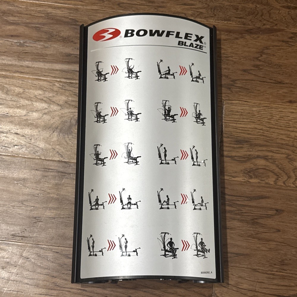 Bowflex Blaze Exercise Placard Plaque OEM Sign Plate