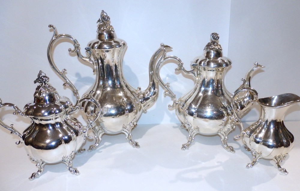 Reed & Barton SilverPlated WINTHROP PUMPKIN COFFEE TEA SET #1795 w Flaws--- READ