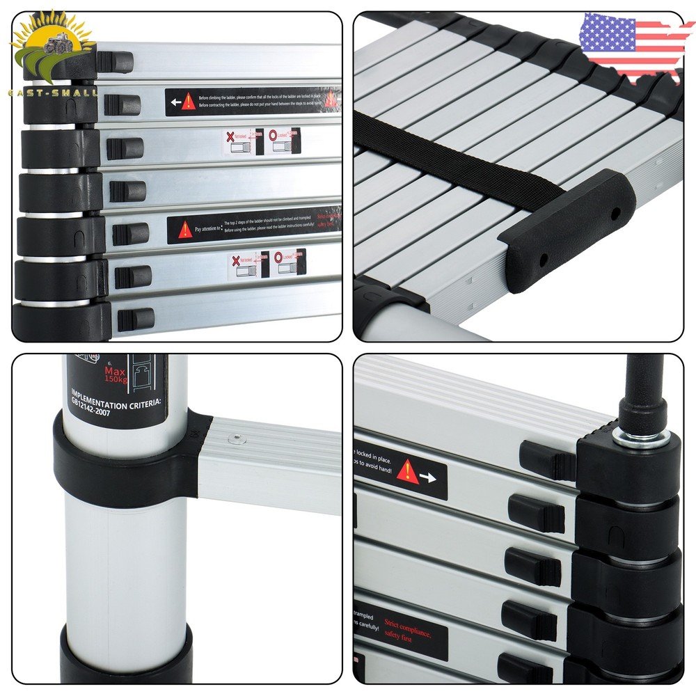 10.5 FT Multi Purpose Telescoping Ladder Folding Extension Step Ladder with Hook