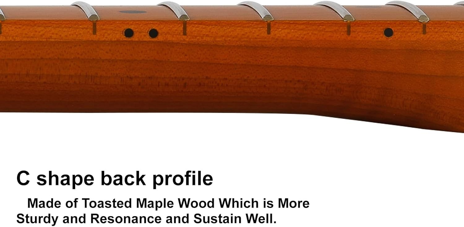 22 Frets Canadian Roasted Maple T-Style Electric Guitar Neck Bone Nut Satin 9.5"