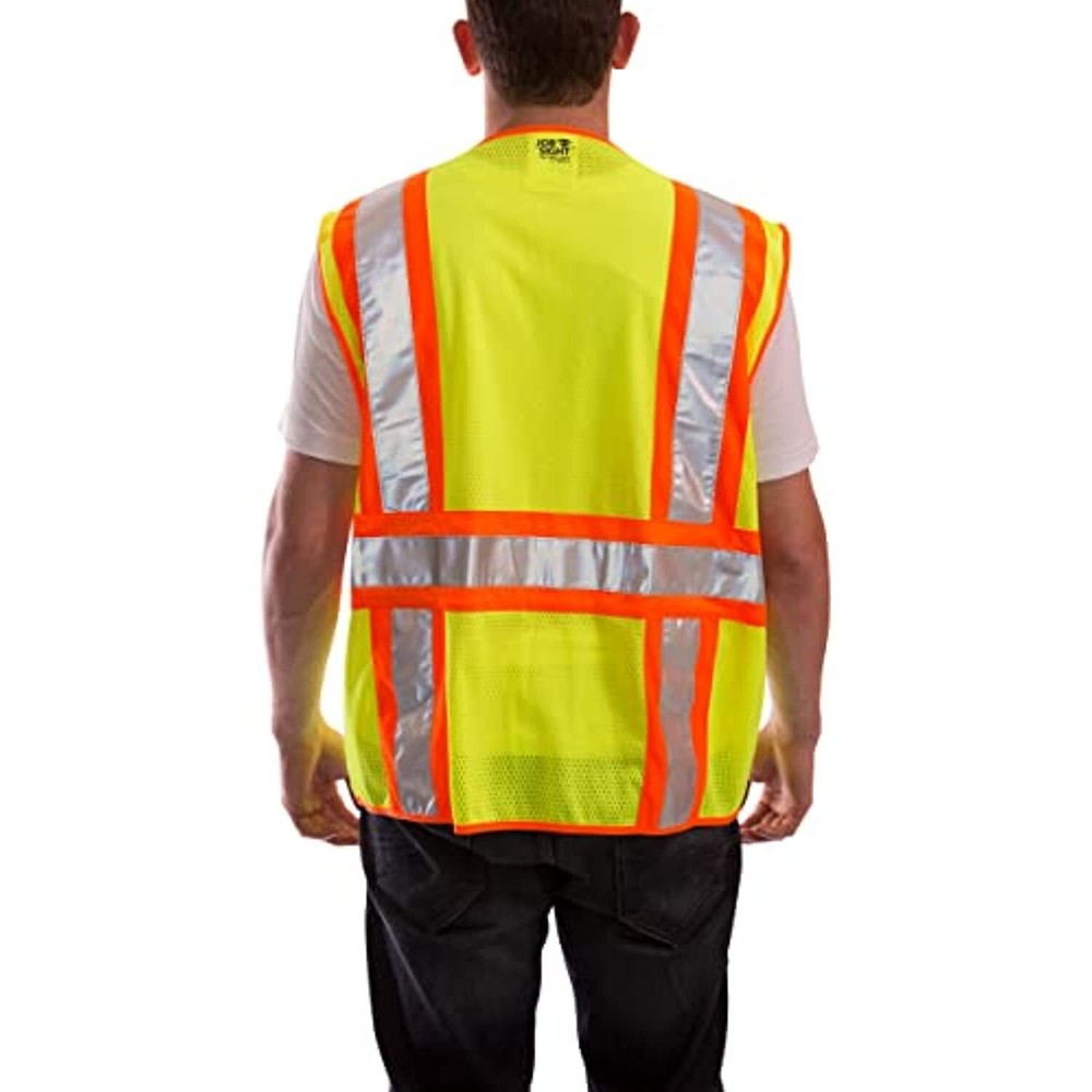 JOB SIGHT V73852.S-M Polyester Mesh-Solid Vest, Small/Medium, Fluorescent