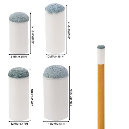 60pcs Slip-On Pool Cue Tips Replacement Kit, 4 Sizes Billiard Stick Ferrules