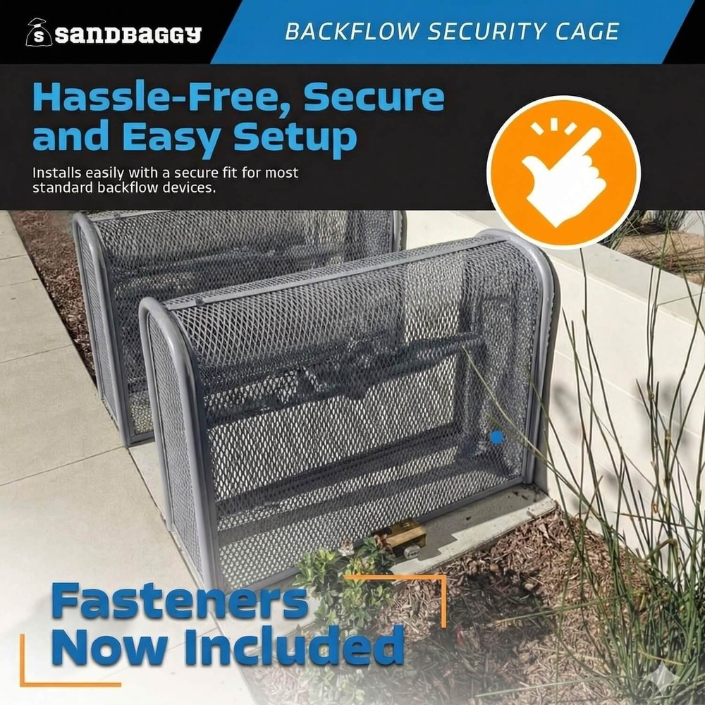 Backflow Security Cage – Backflow Preventer Enclosure (Gray, Large) - Sandbaggy