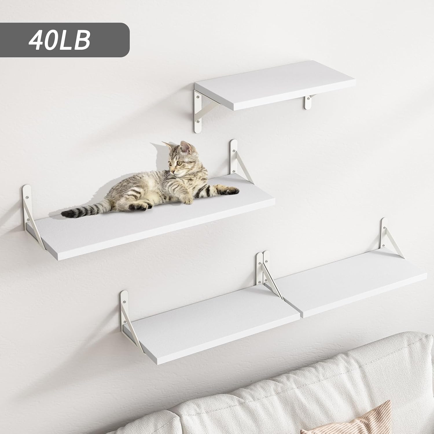 Floating Shelves for Wall, Different Sizes White Wall Shelves for Living Room, B