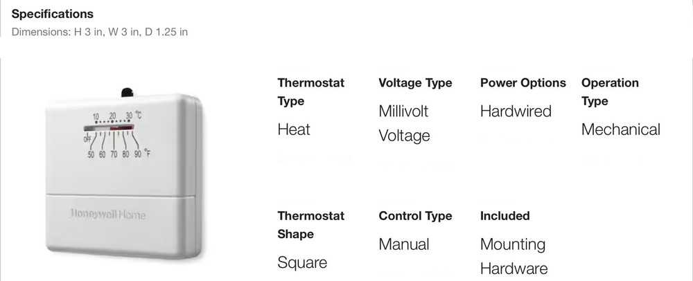 HONEY WELL HOME NON-PROGRAMABLE THERMOSTAT #CT33A