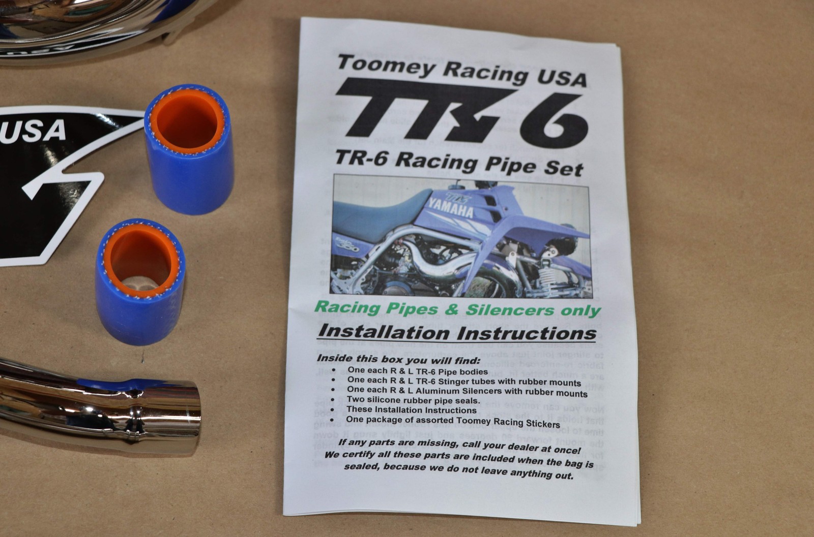 NEW Yamaha Banshee CHROME Toomey Racing T6 Pipes + T-6 silencers 1987-2006