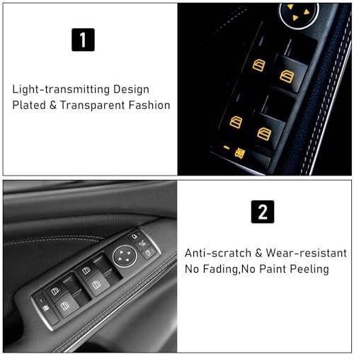 Inner Door Power Window Switch Button Covers Trim Sticker Replacement Black