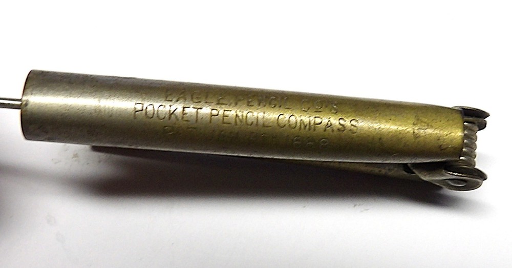 ANTIQUE BRASS EAGLE POCKET PENCIL COMPASS 1888