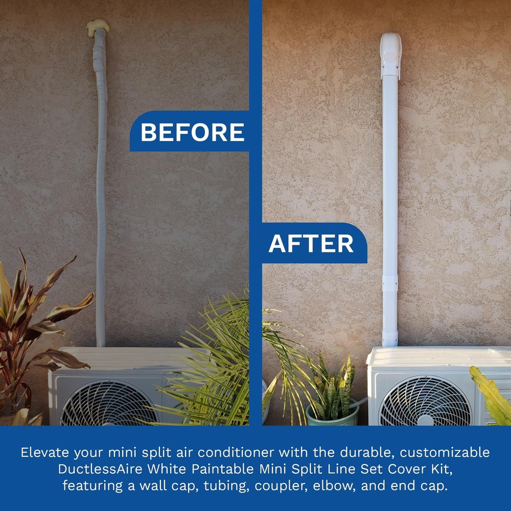 DuctlessAire - Mini Split Line Set Cover Kit - Paintable Mini Split Cover for...