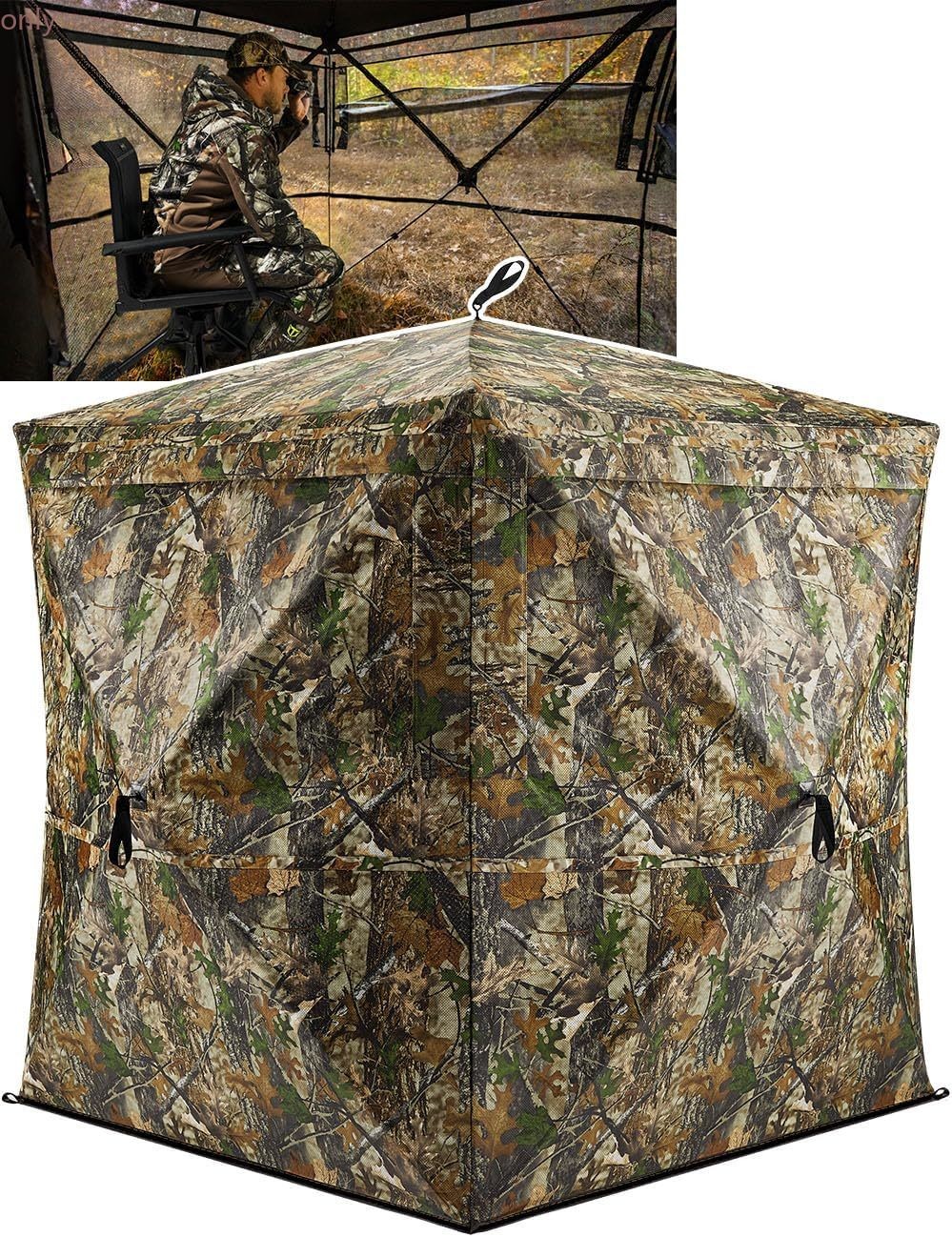 TIDEWE Hunting Blind 270°See Through with Carrying Bag, Pop Up Ground Blinds,2 P