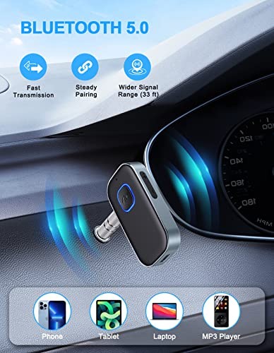 Bluetooth AUX Adapter for Car, Noise Reduction Bluetooth Receiver Black+Gray