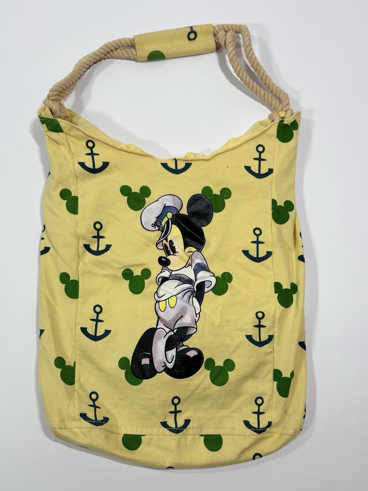 Mickey Mouse Tote Bag Disney World Disneyland Resort Yellow Anchors Rope Handle
