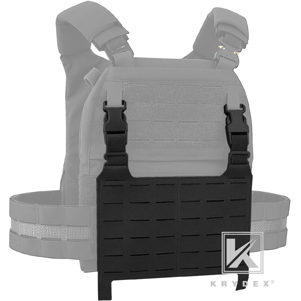 KRYDEX Tactical Laser cut MOLLE Panel Front Flap Placard Removable Buckle Black