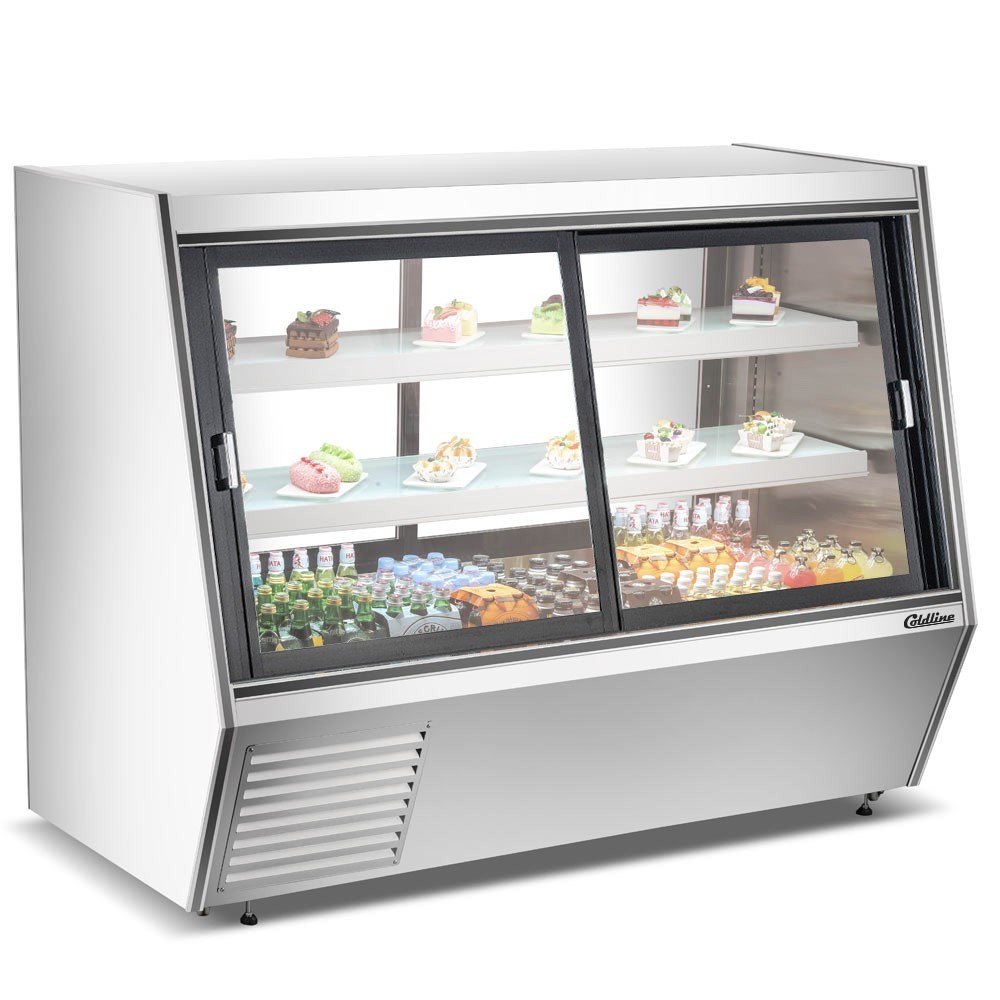 72" Refrigerated Slanted Glass Fish Case with Gravity Coil