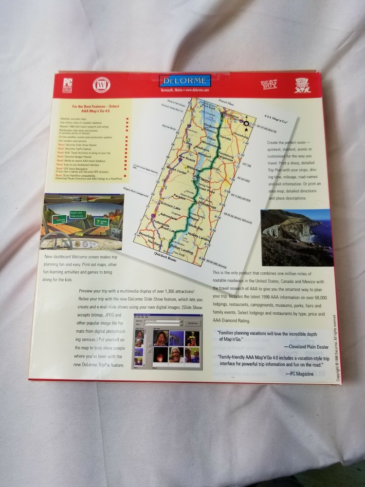 DeLORME AAA MAP N GO Maps PC BIG BOX 1998 win95 computer