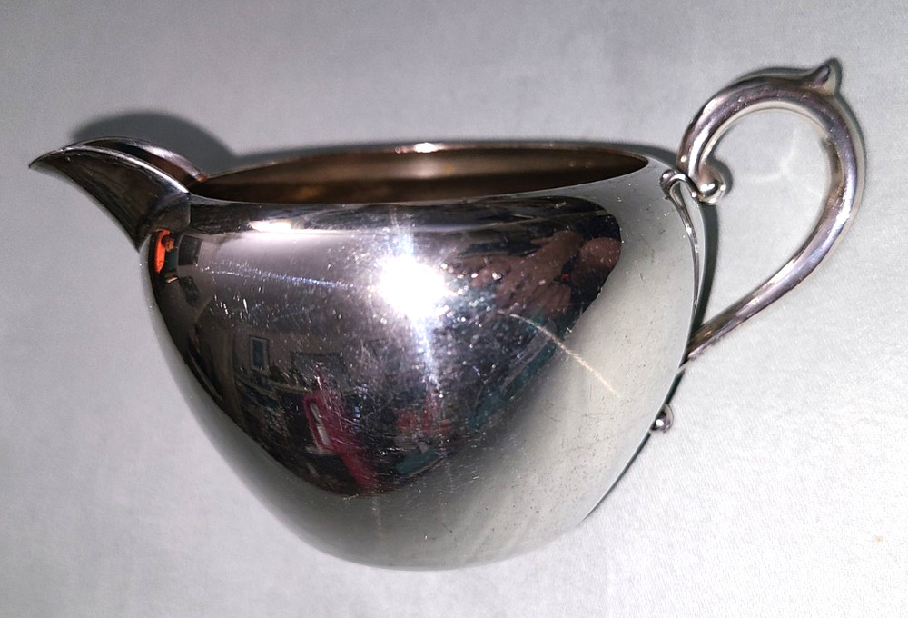 Vtg E.H.S. Co. silverplate on copper open creamer pitcher