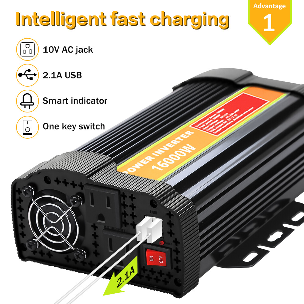 16000W Car Power Inverter DC 12V To AC 110V Pure Sine Wave Solar Converter LCD