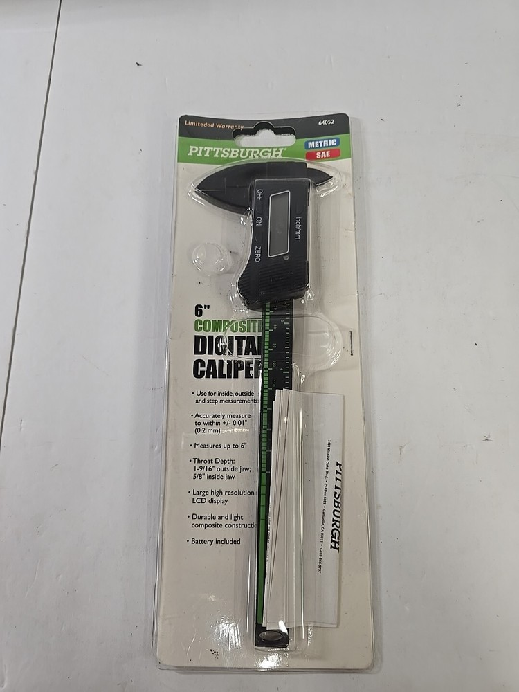 NEW Pittsburgh 6" Composite Digital Caliper LCD Display Inch/mm
