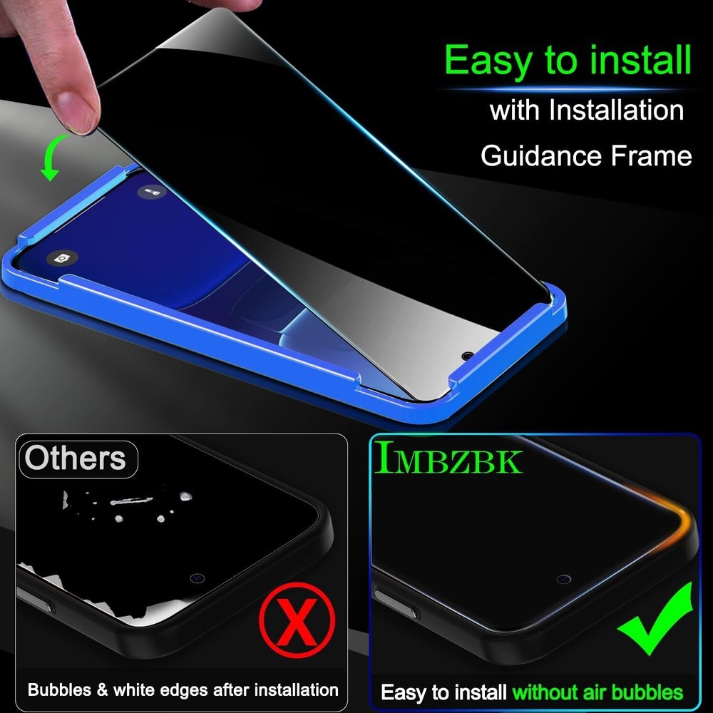 3 Pack iPhone 16 Plus Tempered Glass Anti Spy Screen Protector & Camera Lens