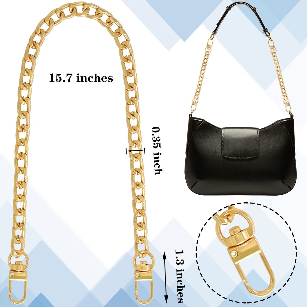 1 Pack Flat Purse Chain Iron Bag Link Chains Shoulder Straps Chains with Meta...