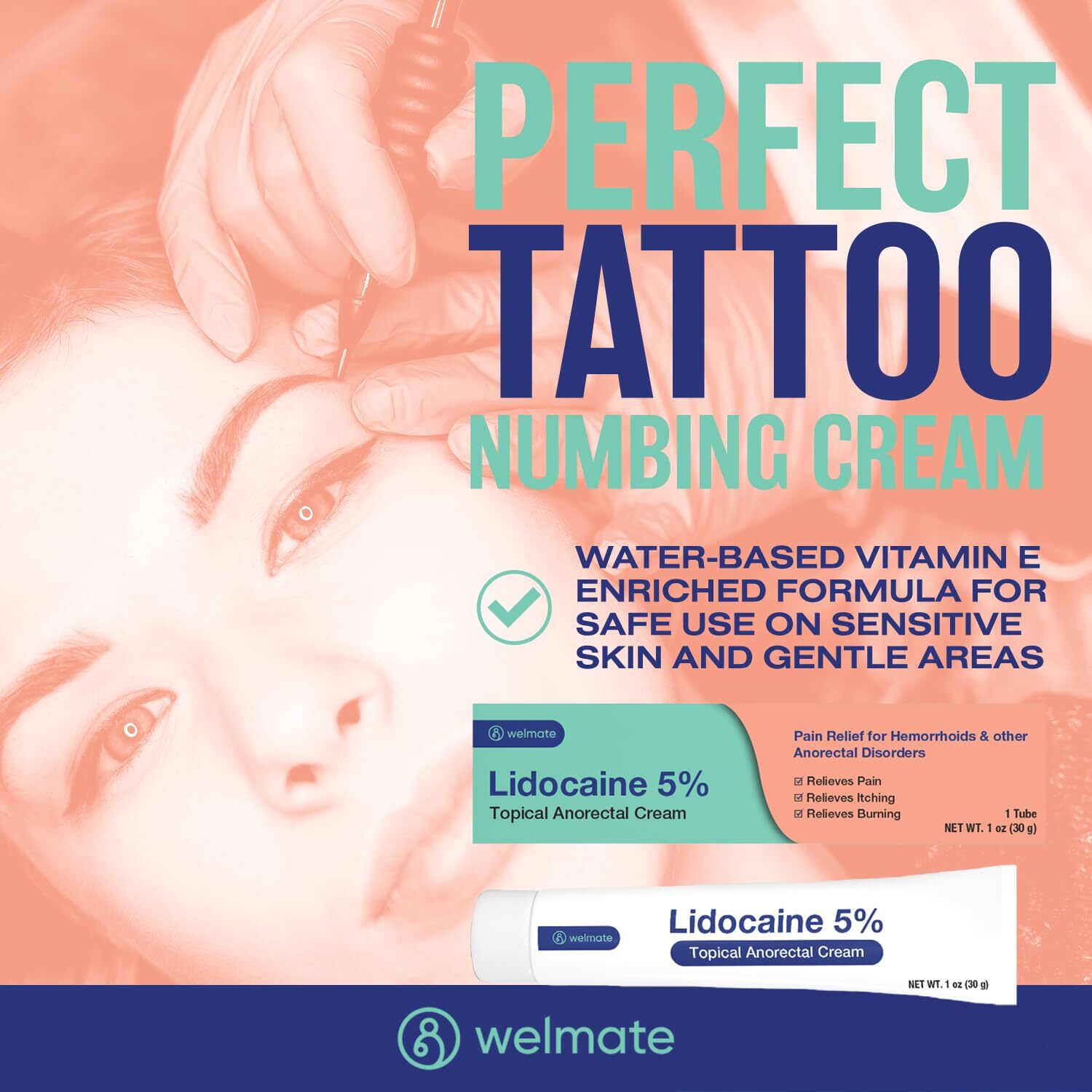 WELMATE | 5% Lidocaine | Numbing Cream Maximum Strength | Topical Anesthetic |